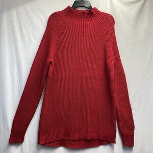 Madison Gray Ribbed Knit Mock Neck Long Sleeve Knee Length Sweater Women XXL Red